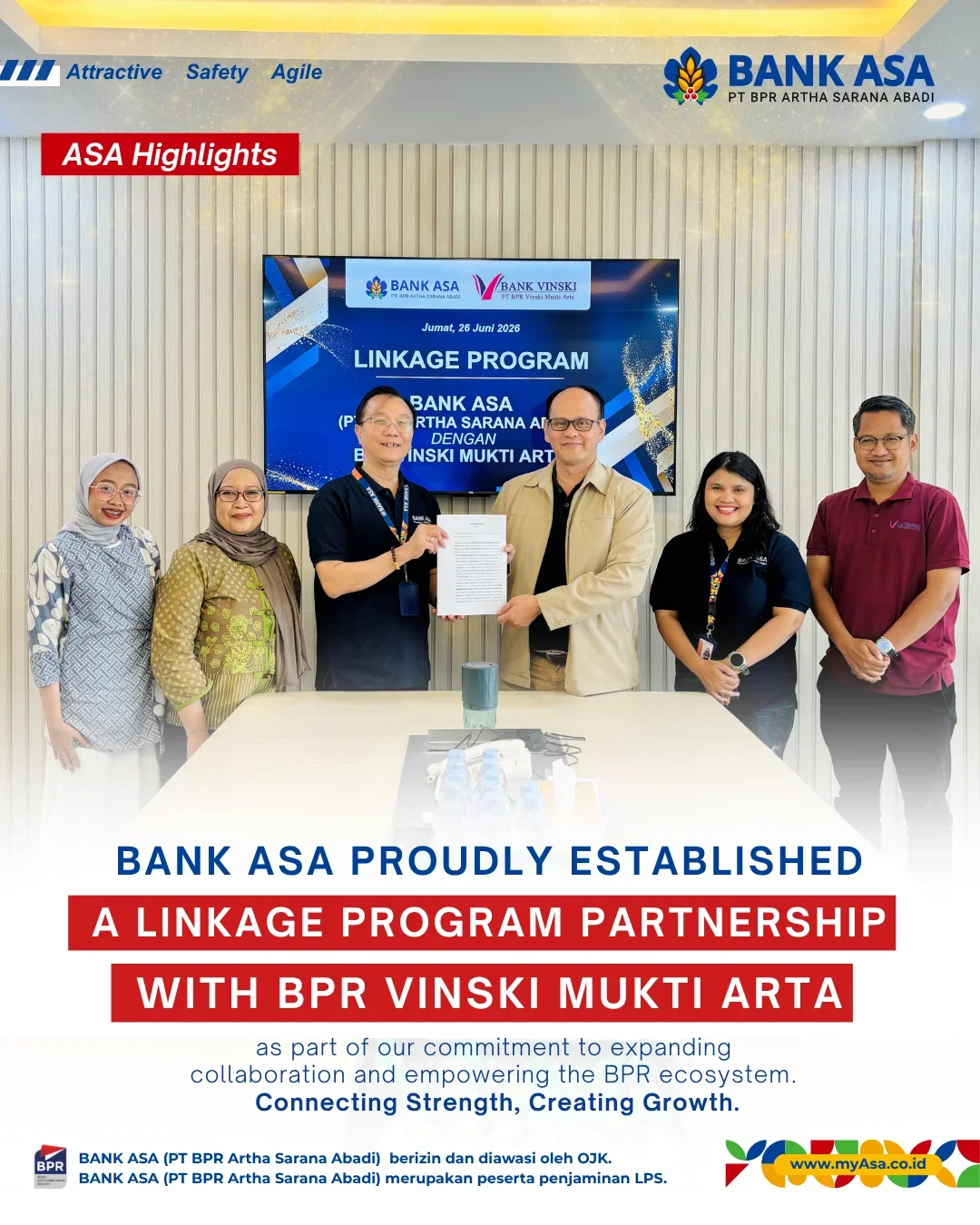 Bank ASA Fasilitasi Pembiayaan Berupa Linkage Program Dengan BPR Vinski Mukti Arta